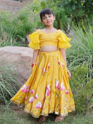 Daria Satin Handpainted Lehenga Set