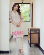 Twilight Beige Handpainted Cotton Coord Set