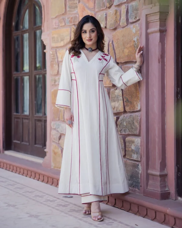 Rebel Off White Embroidered Cotton Kurta Set