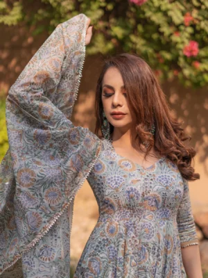 Mazarine Handblock Gota Suit Set