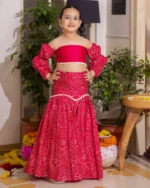 Nayra Pink Bandhani Chanderi Lehenga Set