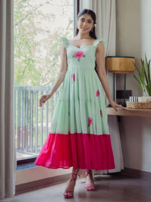 Muse Mint Handpainted Cotton Dress