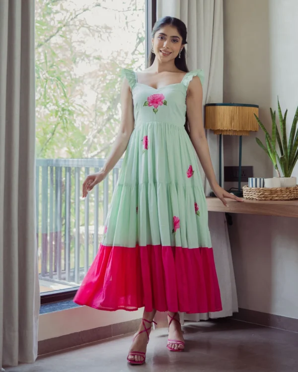 Muse Mint Handpainted Cotton Dress