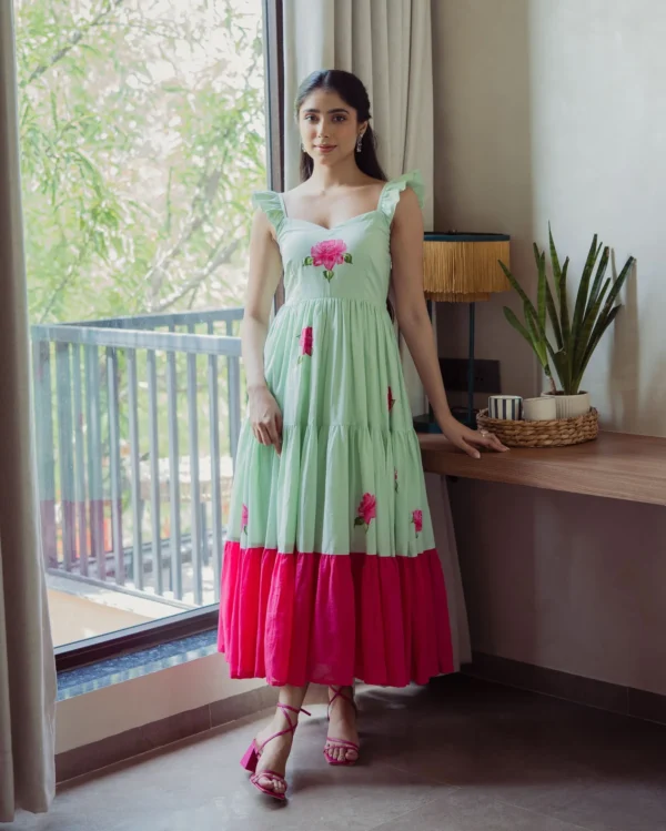 Muse Mint Handpainted Cotton Dress