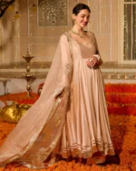 Padma Beige Solid Chanderi Suit Set