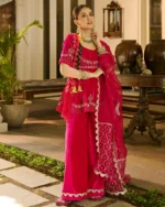 Kyro Pink Embroidered Velvet Suit Set