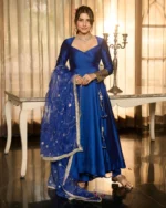 Harshini Blue Solid Chanderi Suit Set