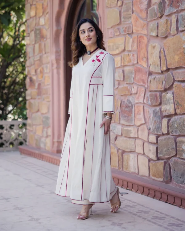 Rebel Off White Embroidered Cotton Kurta Set