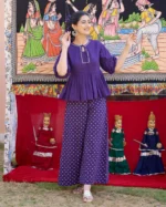 Alma Purple Bandhani Cotton Coord Set