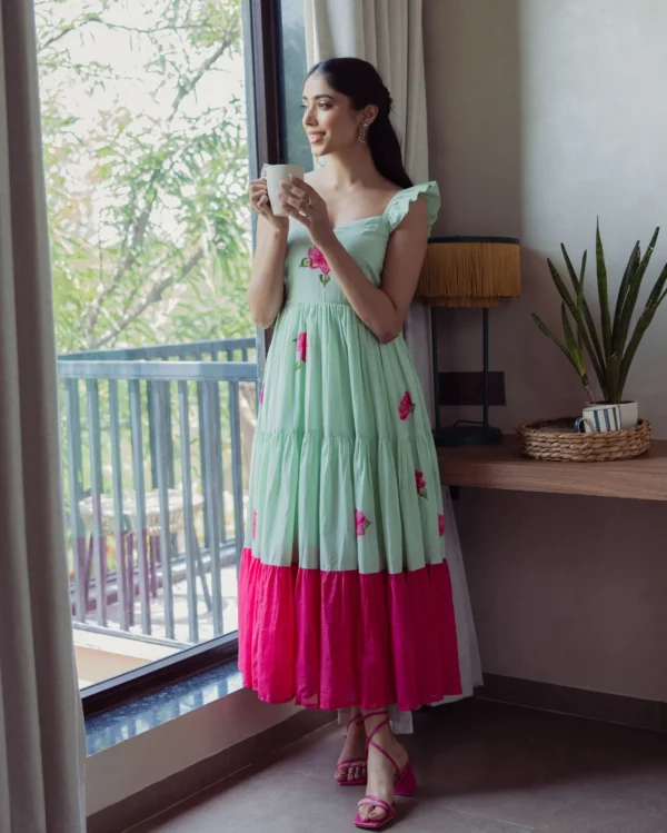 Muse Mint Handpainted Cotton Dress