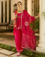 Kyro Pink Embroidered Velvet Suit Set