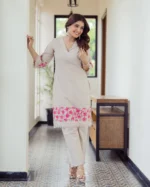 Twilight Beige Handpainted Cotton Coord Set