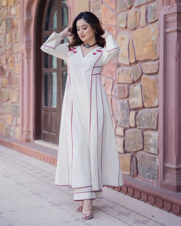 Rebel Off White Embroidered Cotton Kurta Set