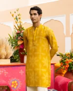 Yuvan Yellow Bandhani Chanderi Kurta