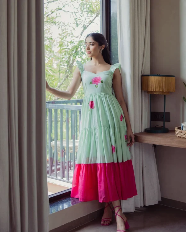 Muse Mint Handpainted Cotton Dress