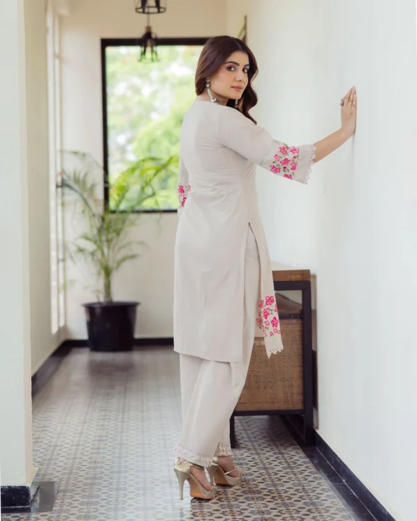 Twilight Beige Handpainted Cotton Coord Set