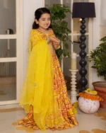 Hipsa Yellow Printed Chanderi Lehenga Set