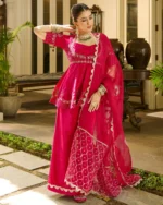 Kyro Pink Embroidered Velvet Suit Set