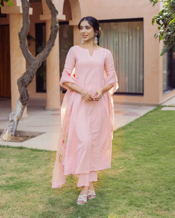 Tide Pink Handpainted Cotton Suit Set