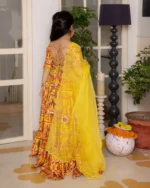 Hipsa Yellow Printed Chanderi Lehenga Set