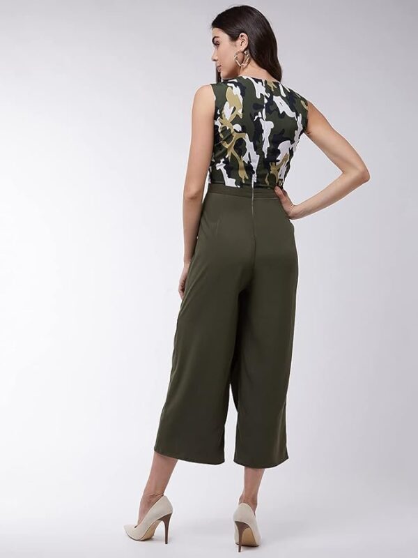 Zima Leto Women’s Camouflage Wrap Jumpsuit | Sleeveless V-Neck One-Piece with Adjustable Wrap Waist & Zipper Closure | Polyester Casual Jumpsuit for Travel, Party & Everyday Style