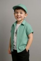 Boys Regular Fit Solid Casual Shirt with Spread Collar – Comfortable Shirts