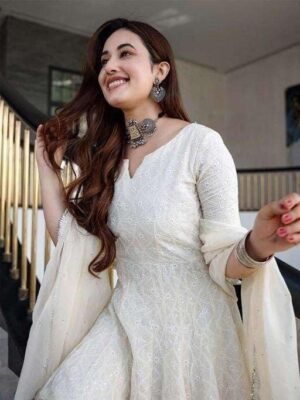ANNI DESIGNER Pure Cotton Anarkali Kurta Palazzo Dupatta Set for Women