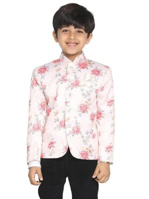JBN Creation Boys' Gold Silk Blend Nehru Jacket