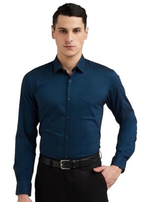 Peter England Men's Everyday Solid Slim Fit Full Sleeve Formal Shirt | Cotton-Rich